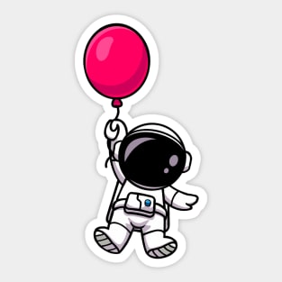 Cute Astronaut with Red Balloon Sticker